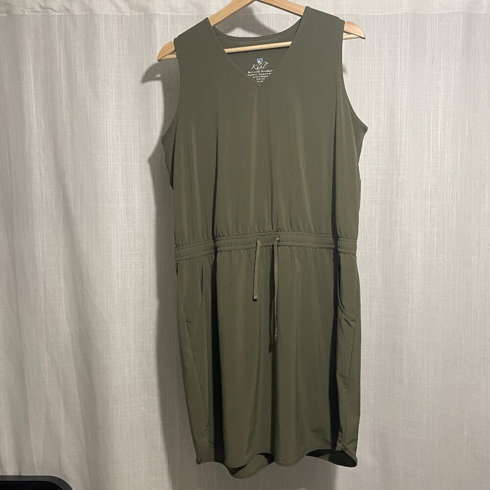 Kuhl army green v-neck dress, Large